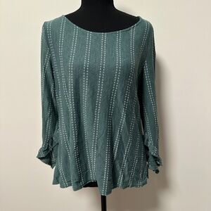 *W5* Teal x White Striped Long Sleeve Shirt Size Medium